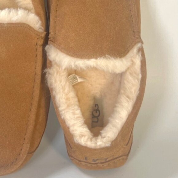 Ugg Ascot Chestnut Suede Leather Men Slippers With Shearling Lining Size 14 - Picture 7 of 13